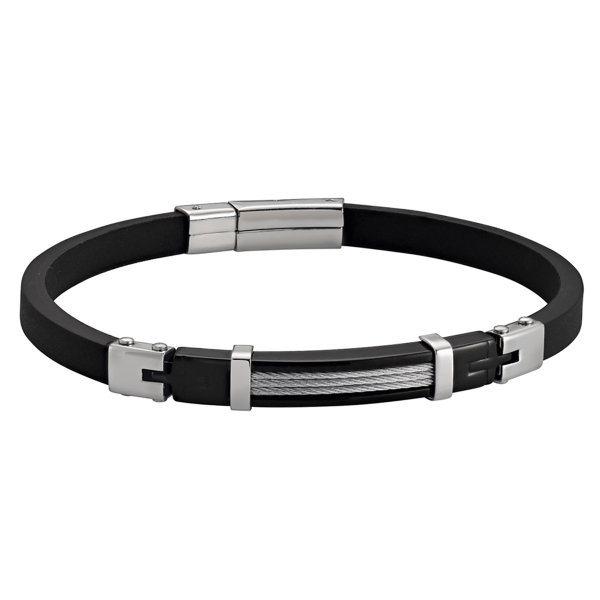 Bracelet Jourdan Lachenal acier cable caoutchouc