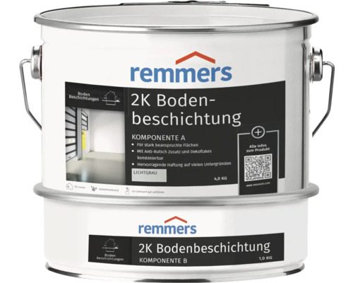 Remmers 2K vloercoating, zijdeglans, lichtgrijs, 5 kg