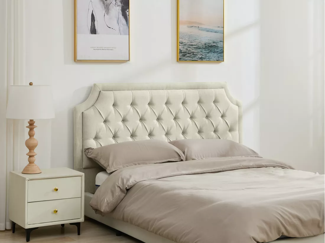 Tête de lit capitonnée 170 cm - Tissu - Beige - JOHENE