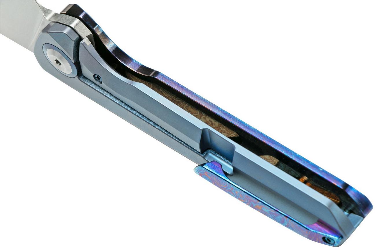 Kansept Bulldozer K1028A3 Stonewashed CPM-20CV, Blue Timascus zakmes, Kim Ning design