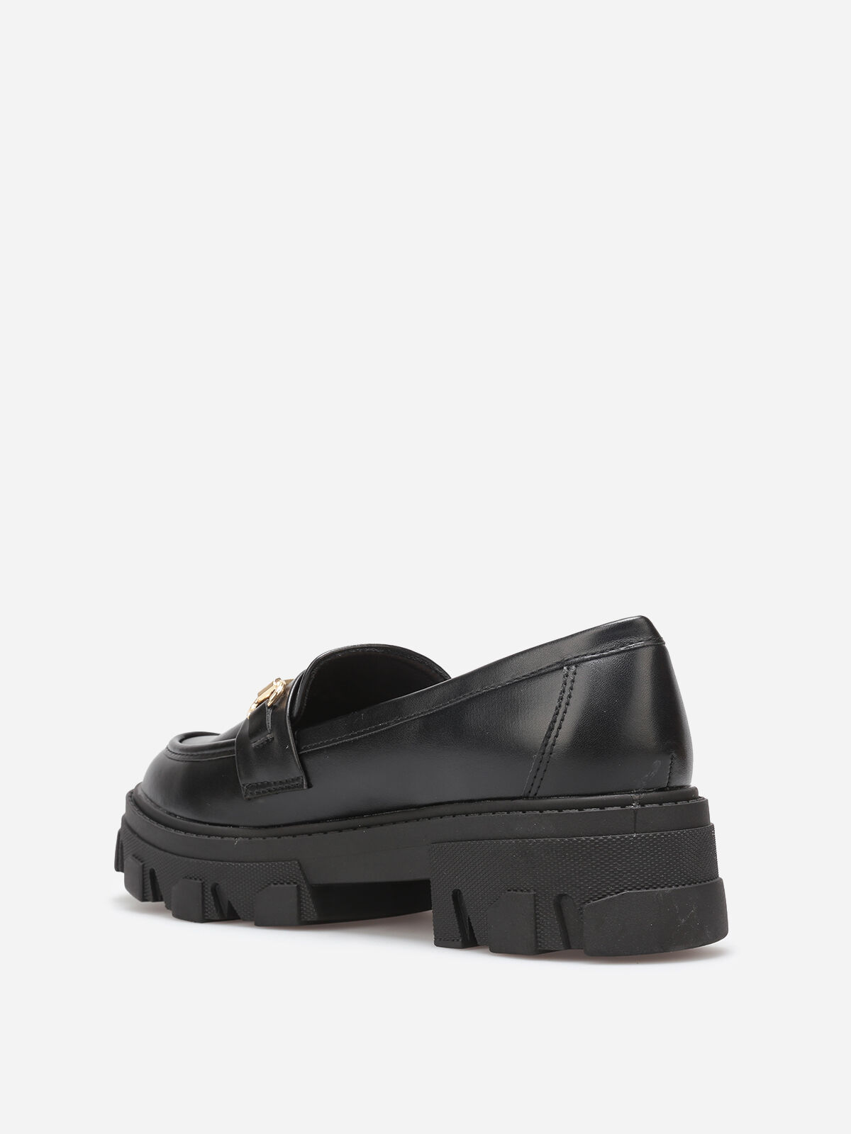 Mocassins crantés à détail métallique- Noir