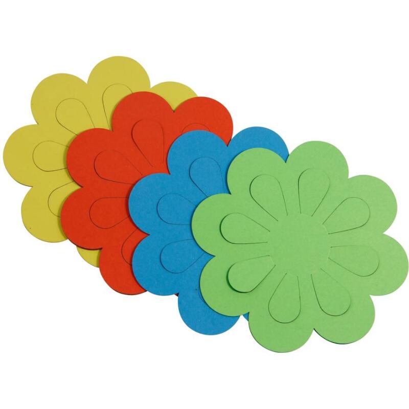 FORMES A DECORER, Sachet de 20 formes 130g/m² au format 17x16,5cm - Fleurs - Assortiment