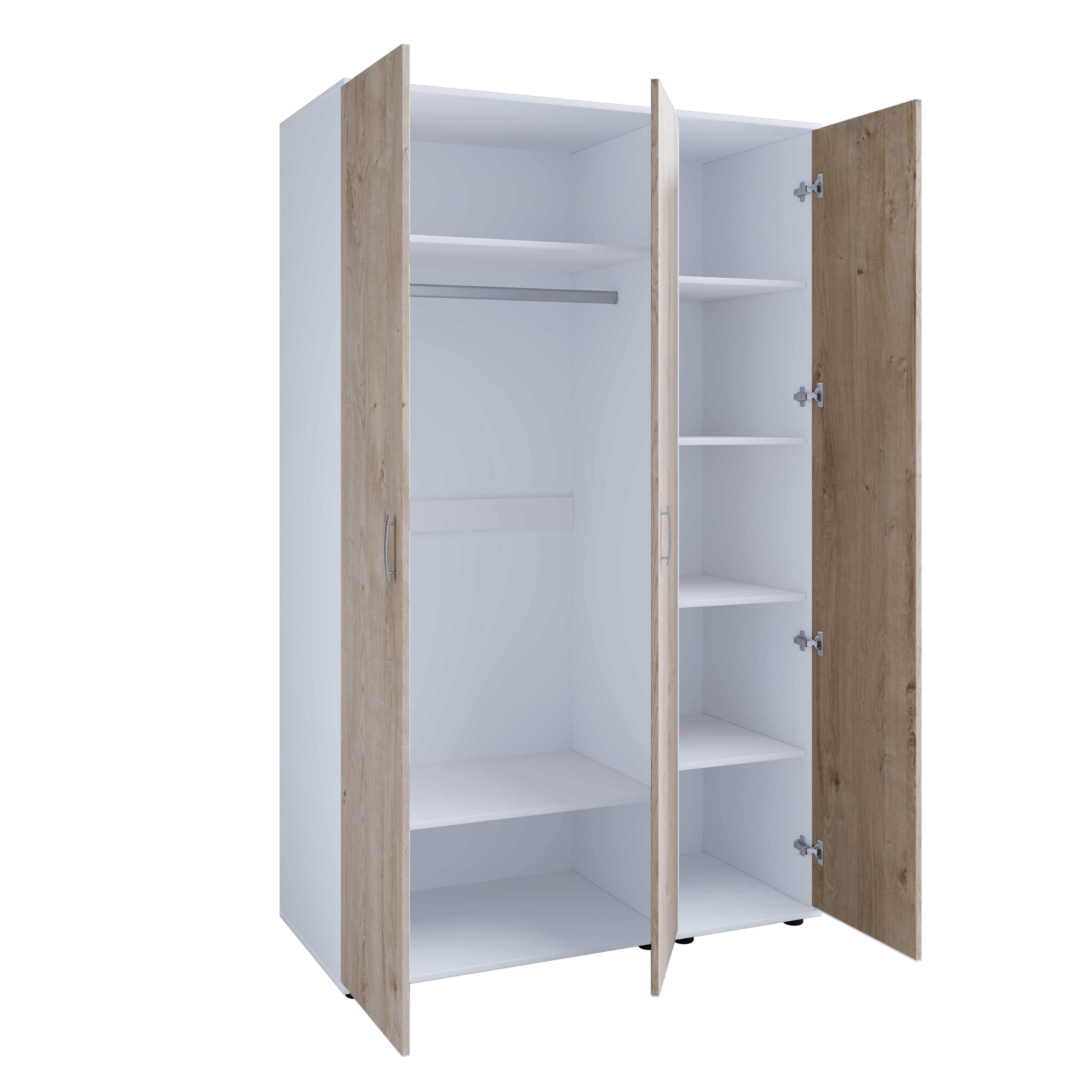 nonjoo. Babyzimmer Hanna Set 10: best. aus Babybett, Kommode, Wickelaufsatz, Wandboard, Regal mit 3 Fächern, Regal mit 6 Fächern und Kleiderschrank 3-trg.