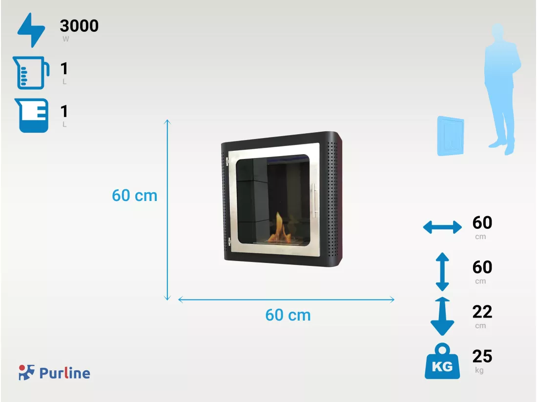 Cheminée à l'éthanol en acier noir