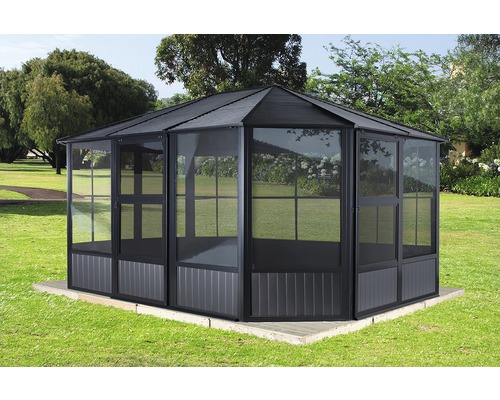 SOJAG Charleston 12x12 paviljoen met wandelementen en klamboe 367 x 367 cm antraciet