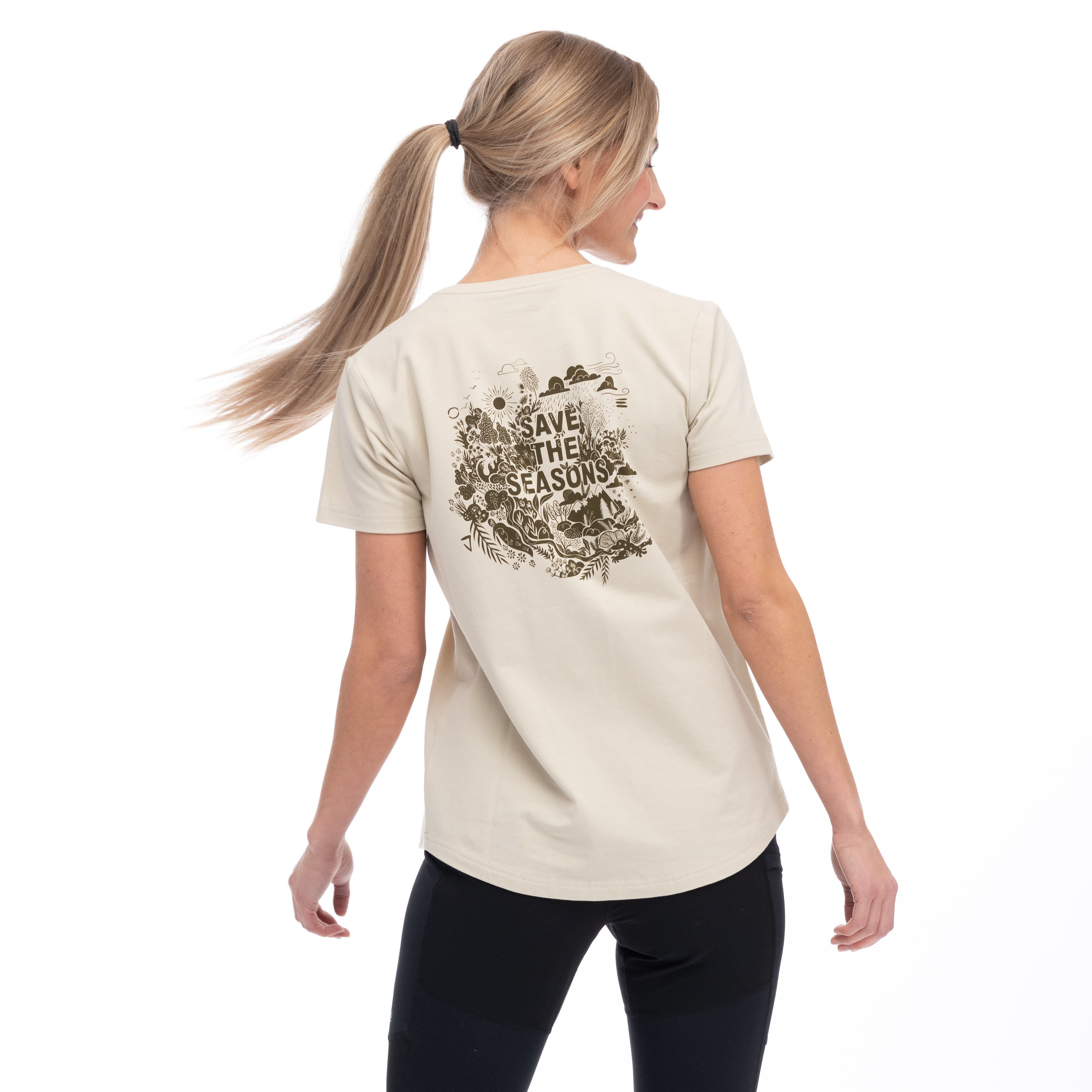 Graphic Tee Dame Chalk Sand/Dark Olive Green