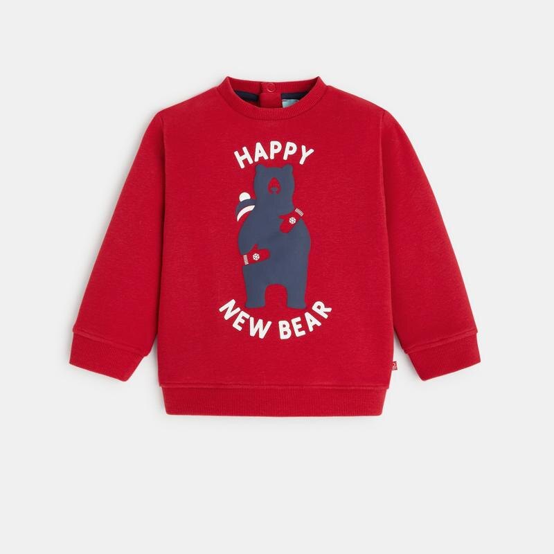 Sweat molleton ours câlin rouge bébé garçon Rouge