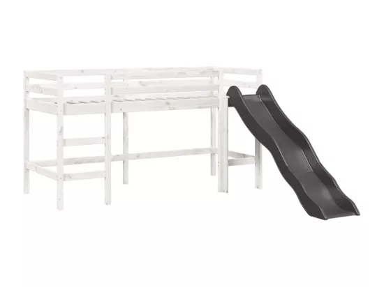 Lit mezzanine enfants et tunnel blanc/noir 90x200 cm pin massif