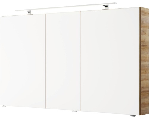 Pelipal Xpressline 4035 spiegelkast, 120 x 14,5 x 70,3 cm, eiken, 3-deurs, LED, IP44