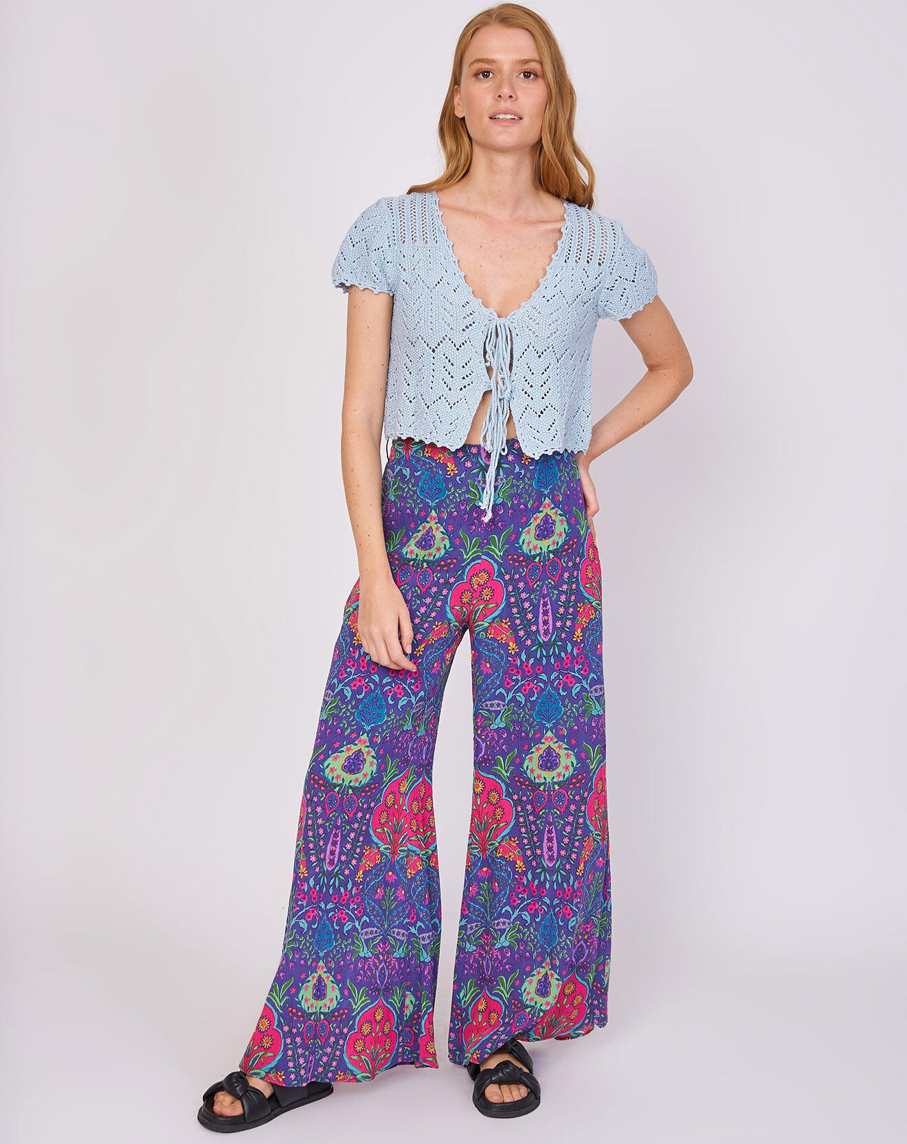 Derhy Pantalon Joliflor imprimé marine