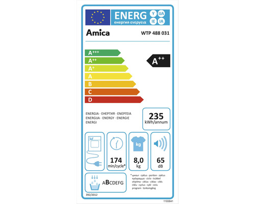Amica warmtepompdroger, 8 kg capaciteit