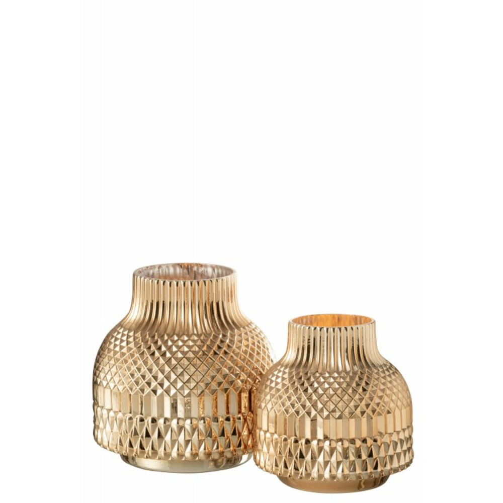 Vase à motif en verre doré 17x17cm