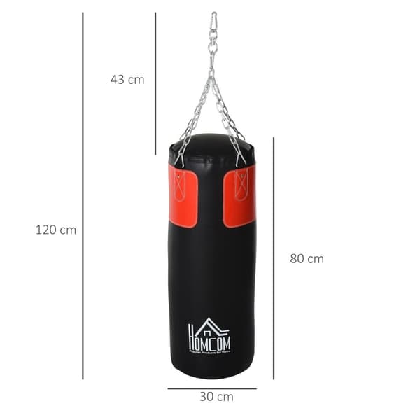Boksesekksett Komplett Boksesett Med Hansker, Fylt, For Voksne Og Tenåringer, Svart+Rødt, Ø30X120Cm, 16Kg