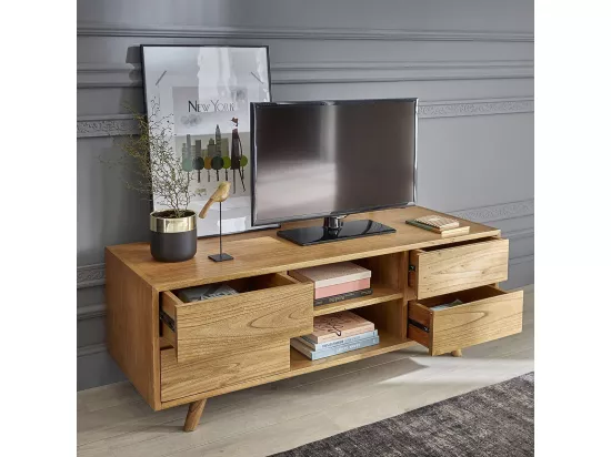 Meuble TV en mindi massif 140 cm