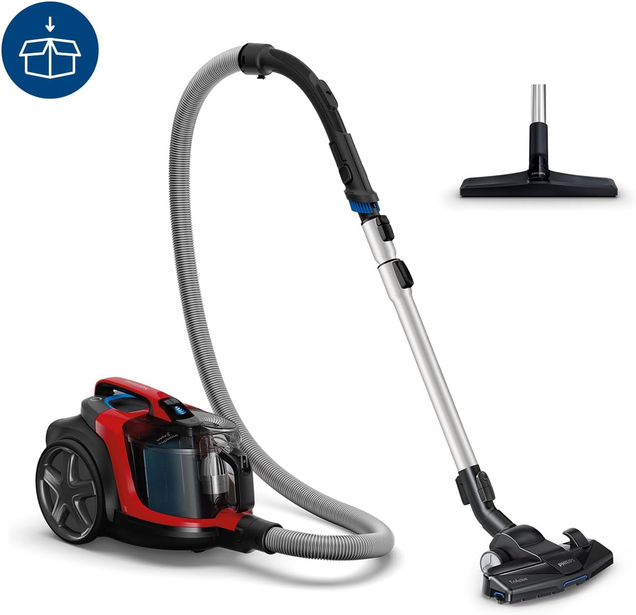 Philips Domestic Appliances FC9729/09 beutelloser Staubsauger PowerPro Expert (900 W, 2 L Staubvolumen, integriertes Zubehör) rot
