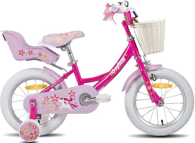 Joystar - Unicorn - Kinderfiets - Fuchsia - 12 Inch - Met Mand en Zijwieltjes