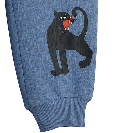 Mini Rodini Jogginghosen - Blau Meliert m. Panther