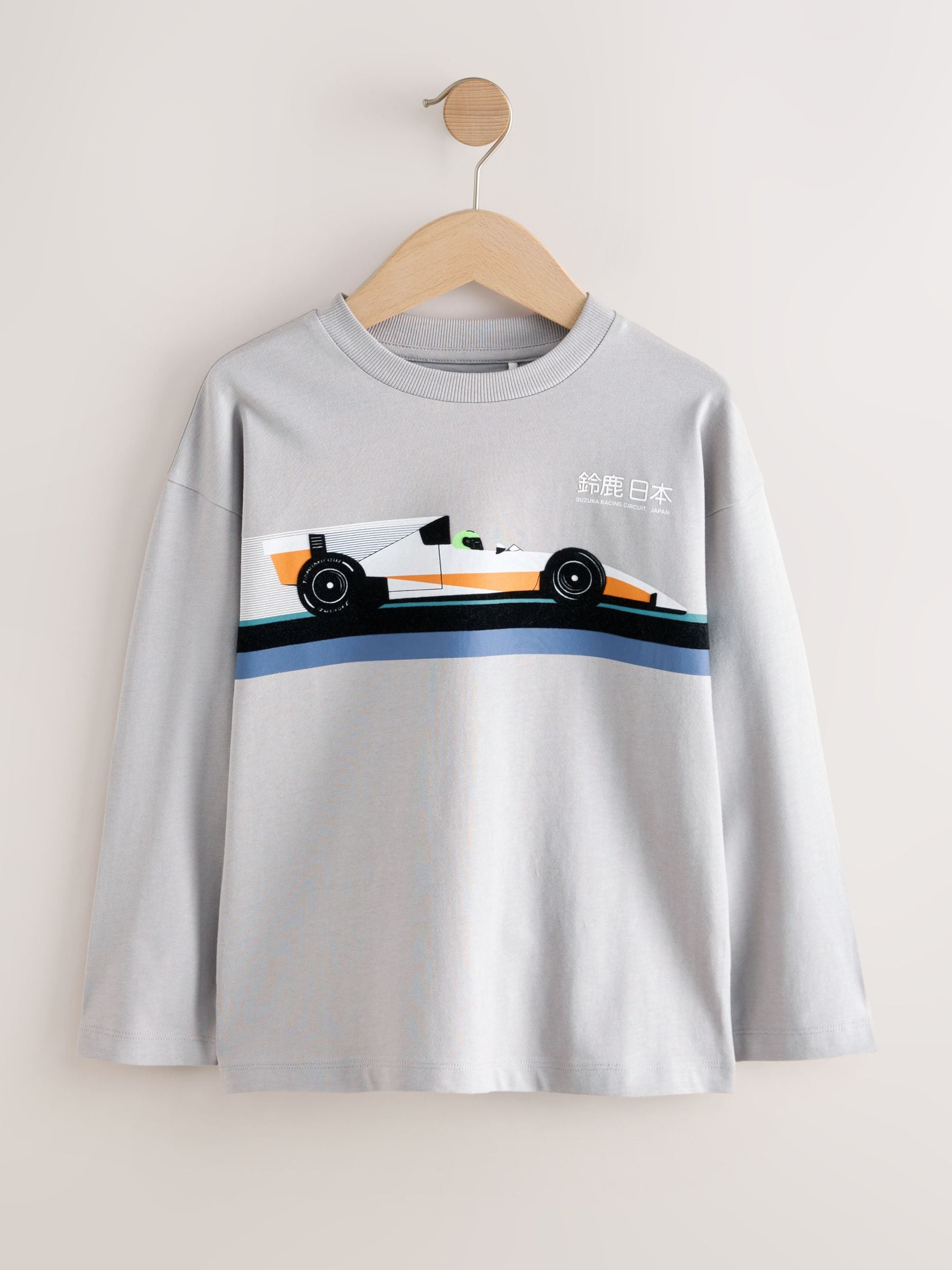 Zwart/wit/grijze auto's - 3 Relaxed Fit T-shirts met grafische print en lange mouwen (3-16jr)