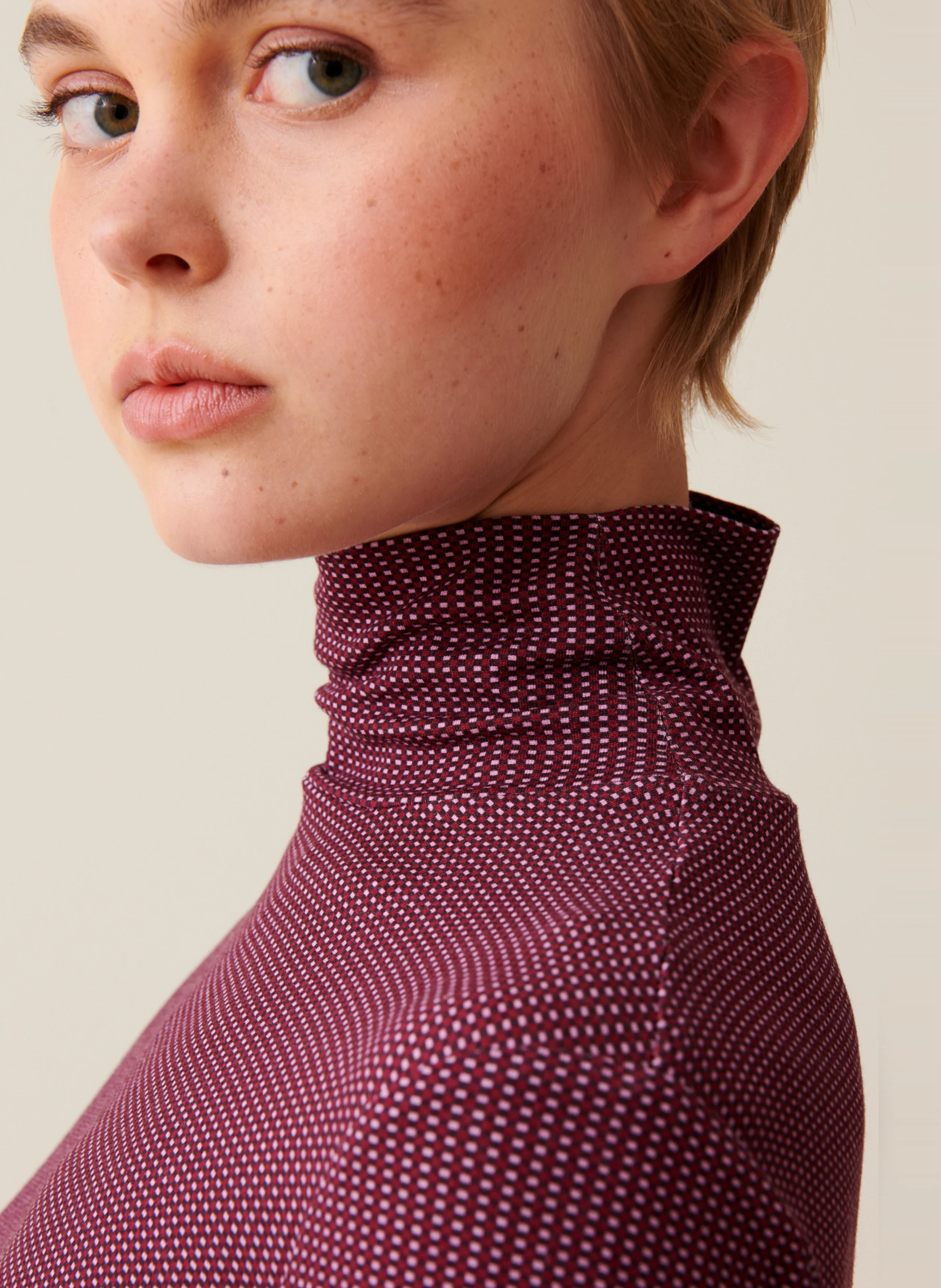 Top col cheminée ajusté | Rose