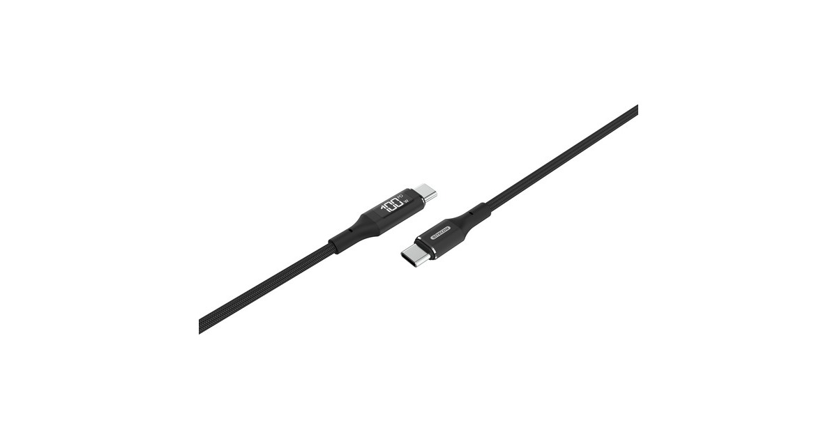 SitecomUSB-C naar USB-C voedingskabel met led-scherm  (Zwart, 1,5 meter)