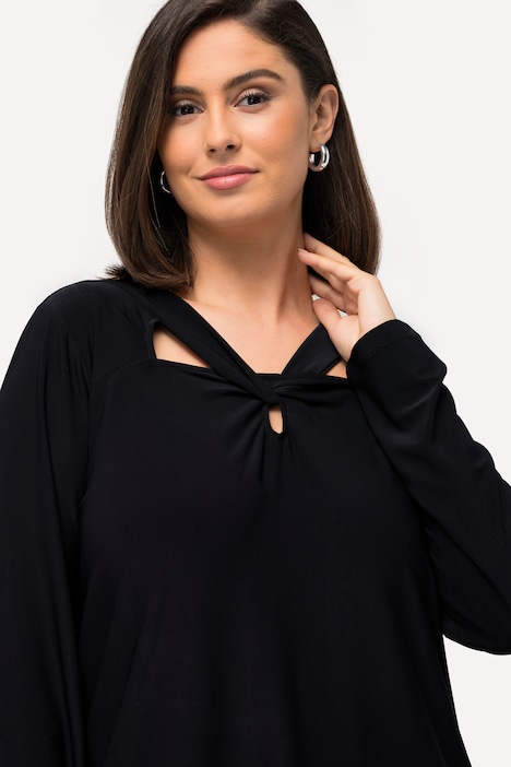 Shirt, Cut-Out, Classic, V-Ausschnitt, Langarm