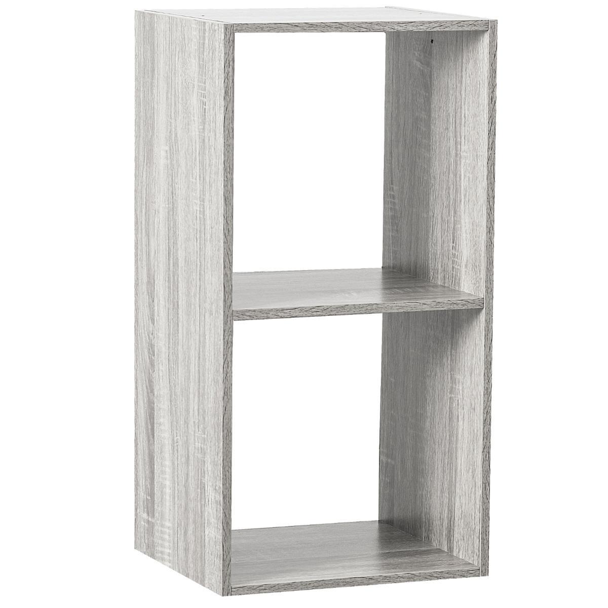 ETAGERE BOIS 2 CASES MIX GRIS