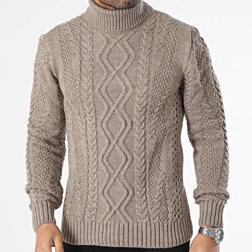 Pull Col Roulé Marron