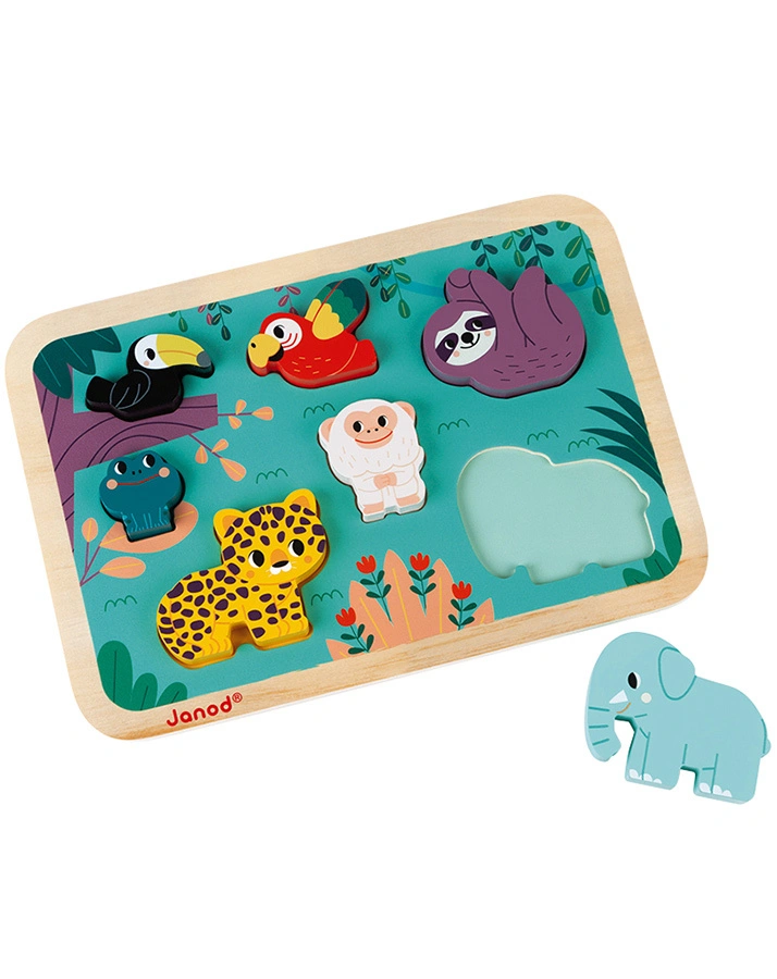 Janod-WWF® Chunky Holzfiguren-Puzzle DSCHUNGEL 7-teilig