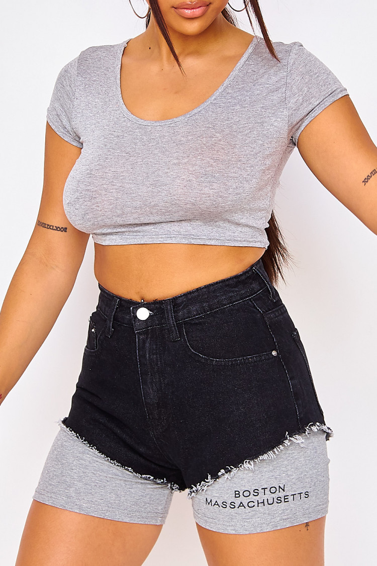 Crop top basic gris uni