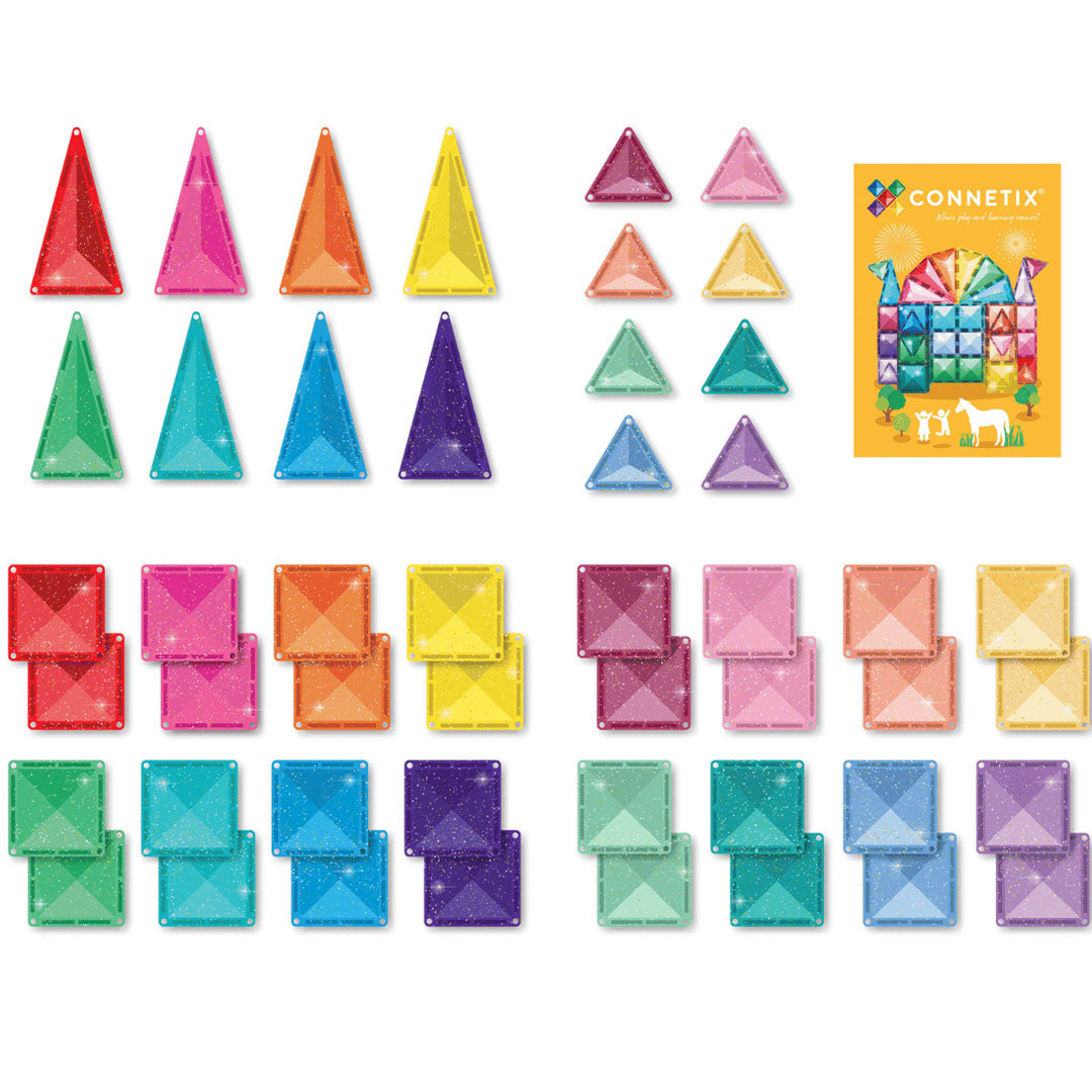 connetix magnetische tegels - glitter castle - 48st