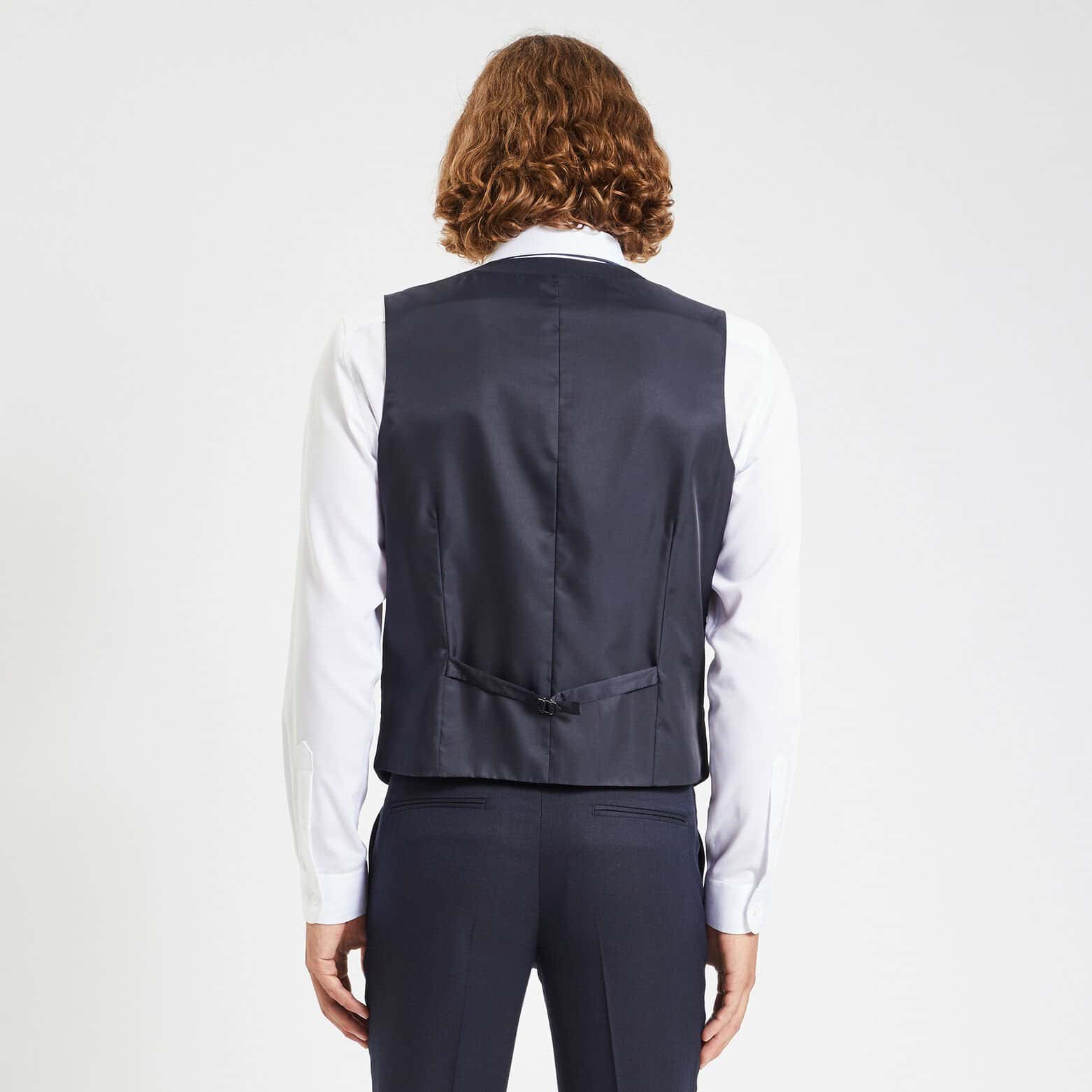 Gilet de costume uni slim Bleu foncé