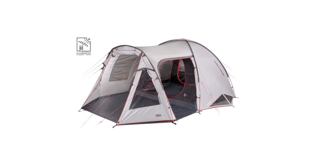 High PeakAmora 5.0 tent  (Lichtgrijs/rood)