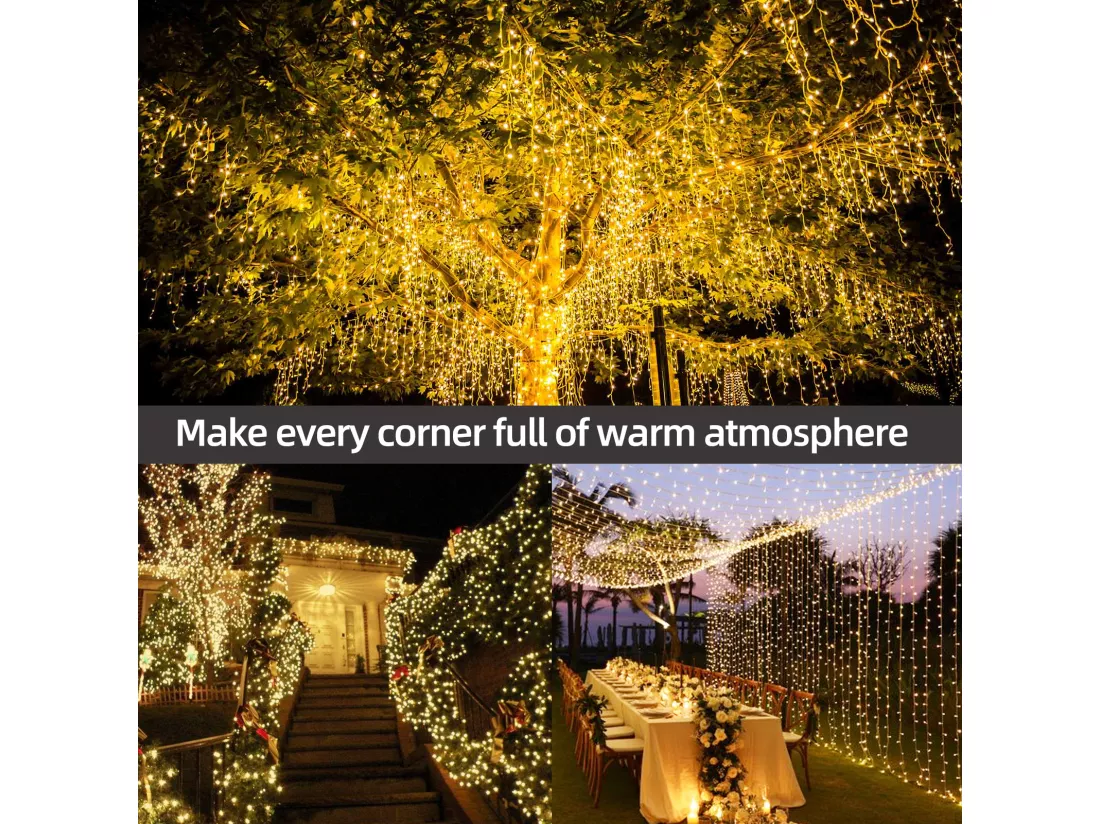800 LED, lumière chaude LED, étanche, lumières de Noël, norme européenne, 80 mètres