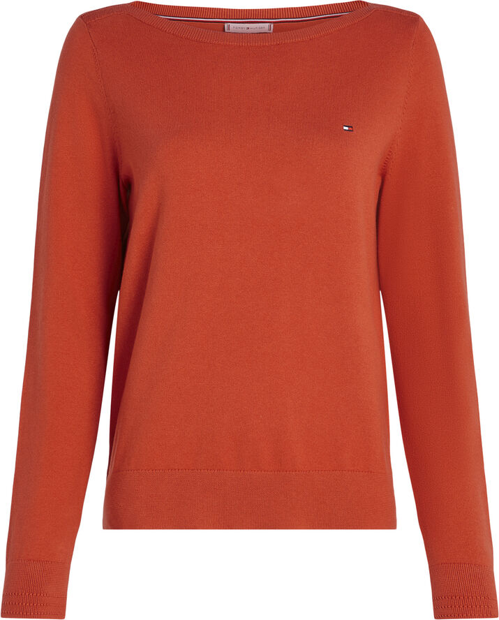 Tommy Hilfiger CO JERSEY STITCH BOAT-NK SWEATER Terra red