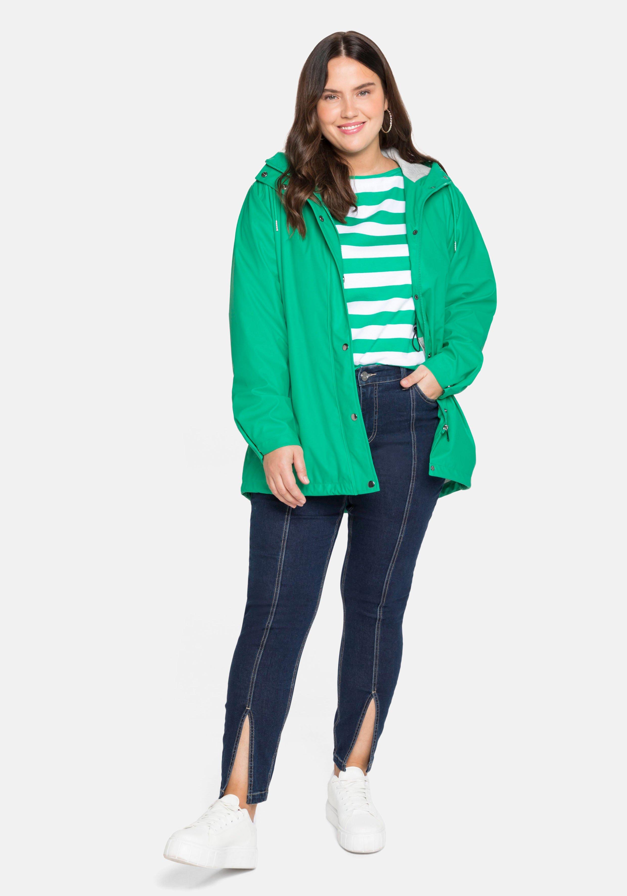 Regenjacke mit Jerseyfutter, hinten länger als vorn