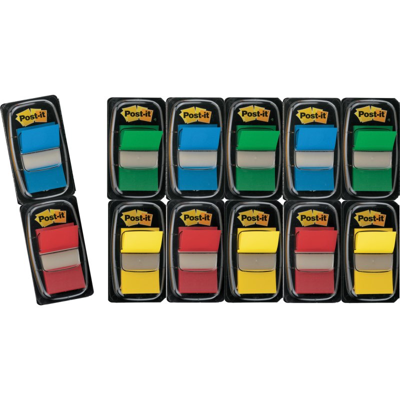 Pack 10 distributeurs de 50 marque-pages larges repositionnables Post-it + 2 offerts