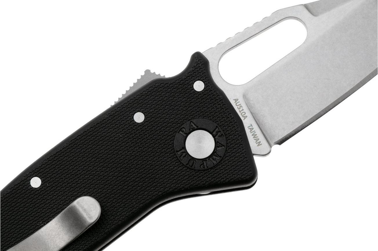 Demko Nano-Shark, NANO-10A-BLACK GRN-SF, Stonewashed AUS-10A Shark Foot, Black GRN zakmes