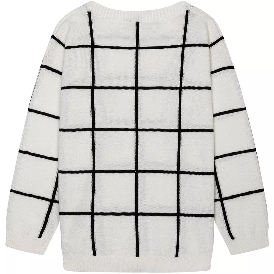 MINOTI Jacquard-Strickpullover CremeweißSchwarz