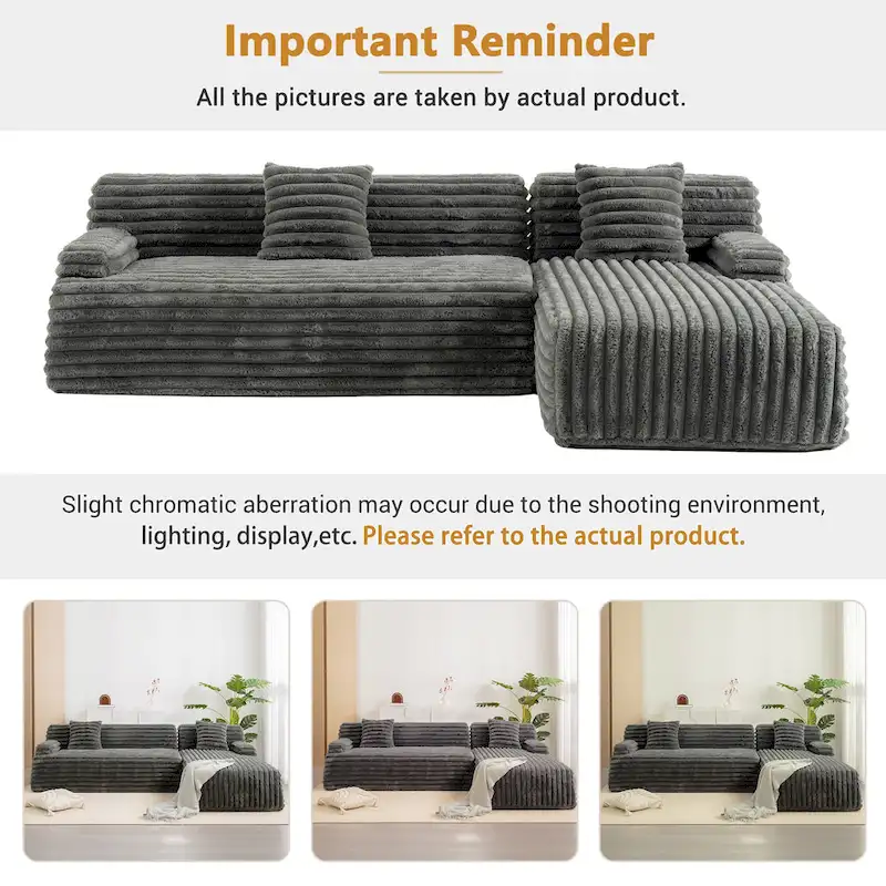 Cloud Sectional Sofa, Modern Upholstered Couch with 2 Throw Pillows, Free-Combined Sofa, Modular Sectional L Shaped Couch