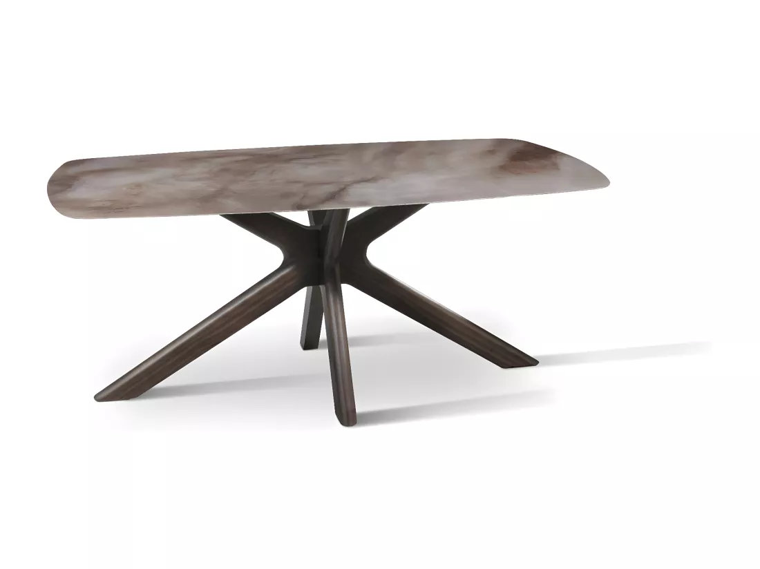 Gemini Table fixe (180 x 90 x 76 cm) en céramique noyer