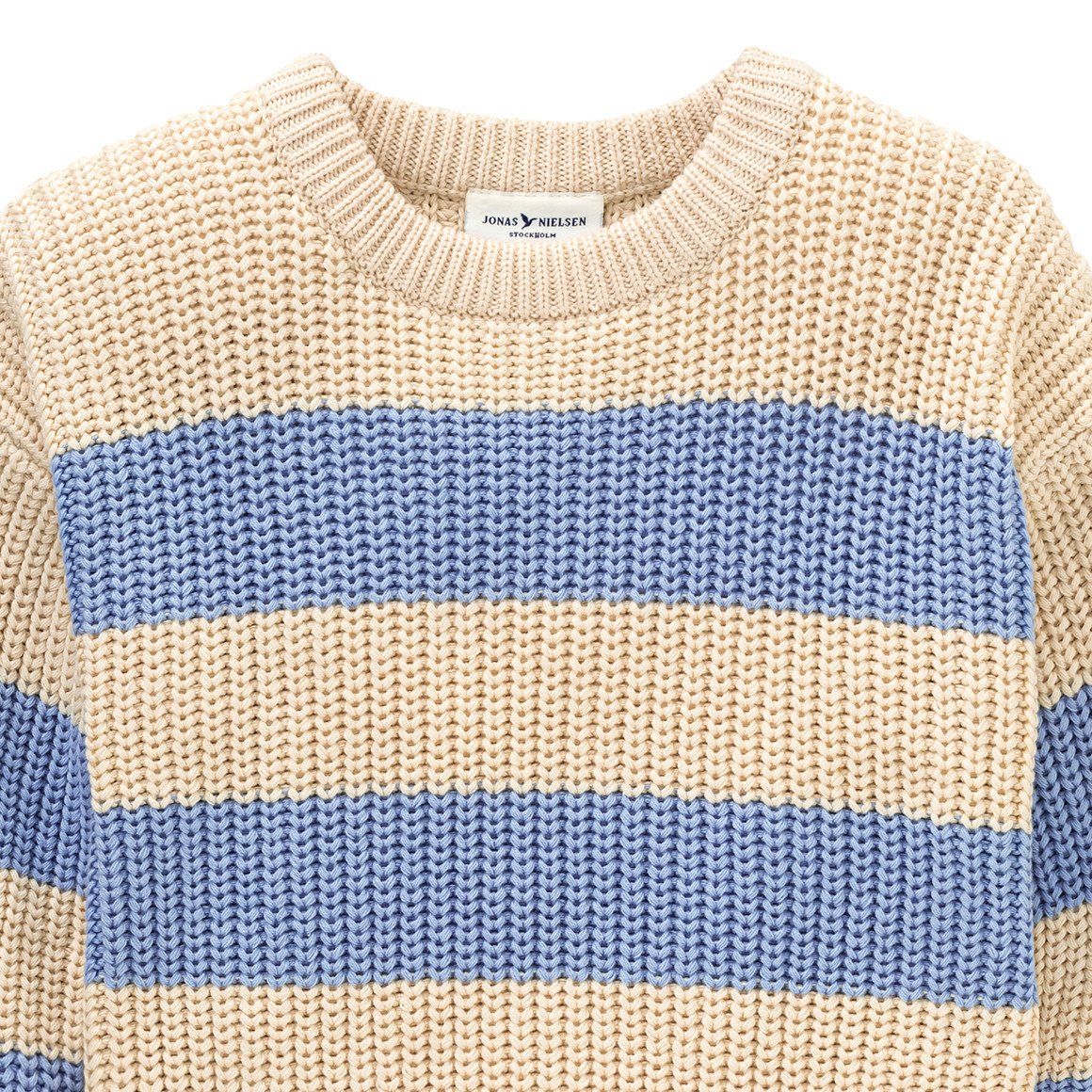 Jonas Nielsen Mädchen Strickpullover aus Bio-Baumwolle hellblau / hellbeige