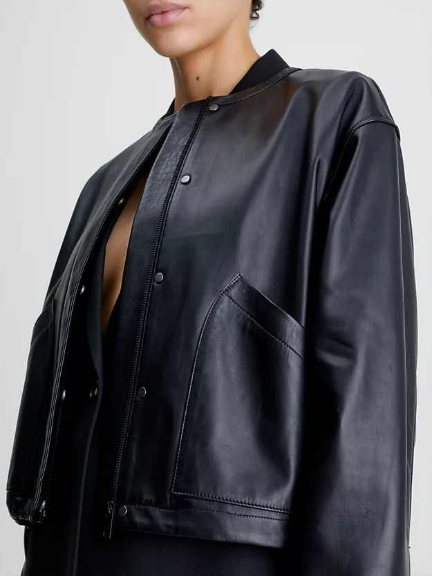 Jaqueta bomber de couro