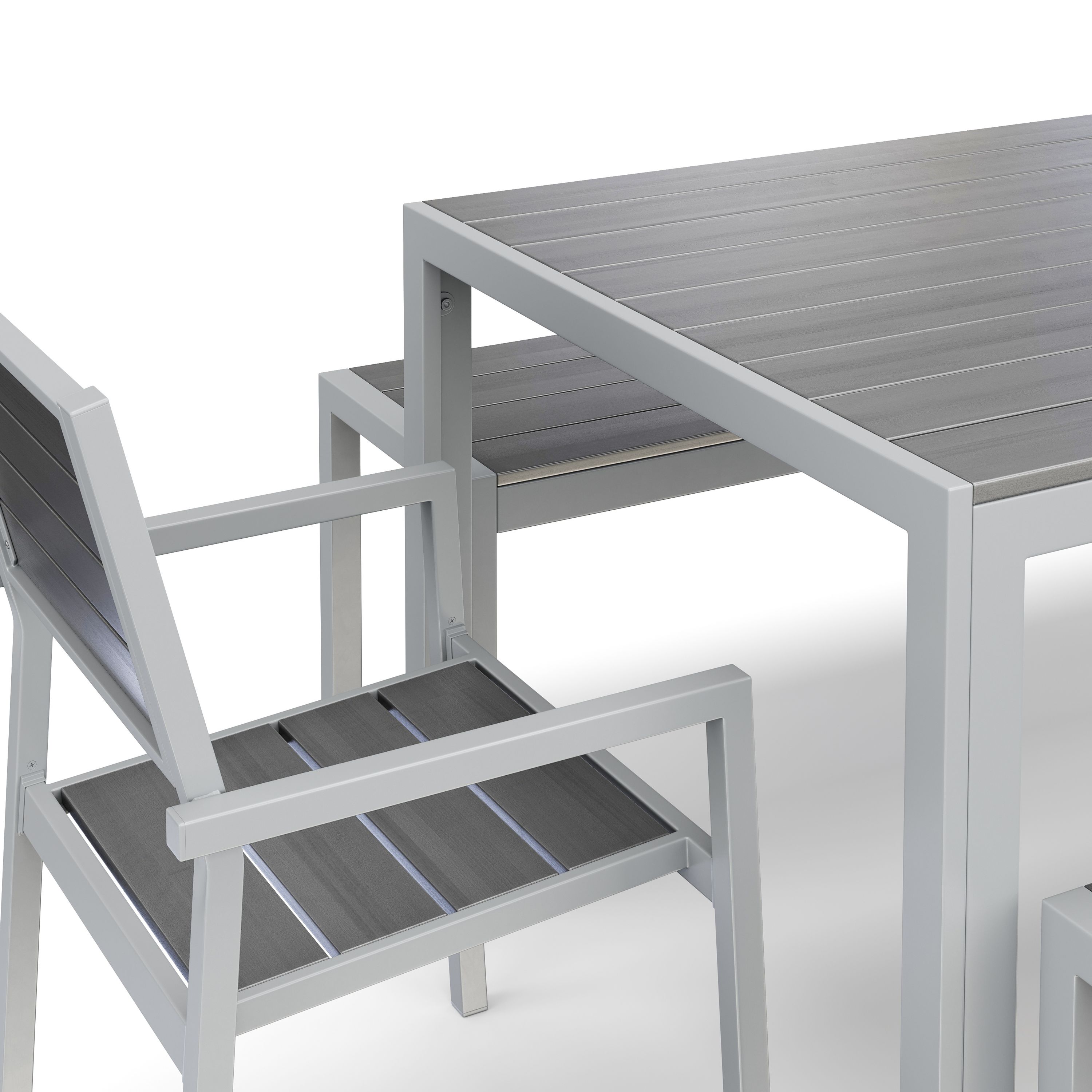 Gartenmöbel Set ZILO 2 Stühle + 2 Bänke grau