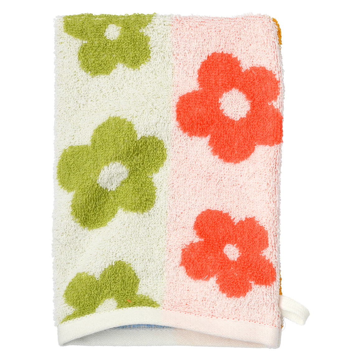 Topolino 2 Waschhandschuhe mit Blumen-Allover weiss / bunt