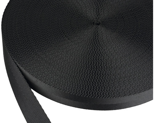 Mamutec polyester tape, zwart, 25 mm, verkocht per meter