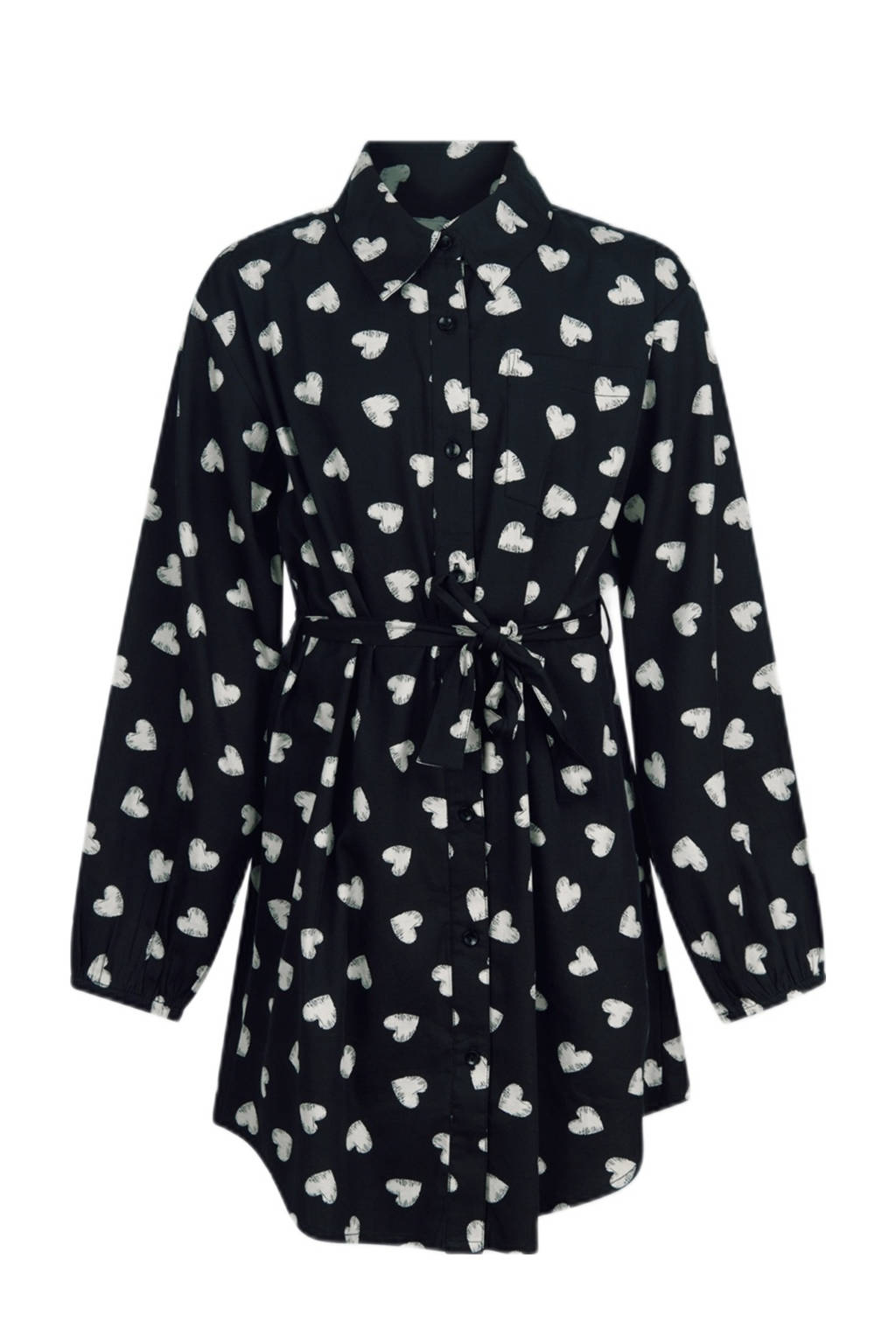 Shoeby blousejurk met hartjes zwart/wit