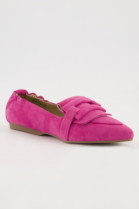 Leder-Ballerinas, Veloursleder, elastische Ferse, Weite H