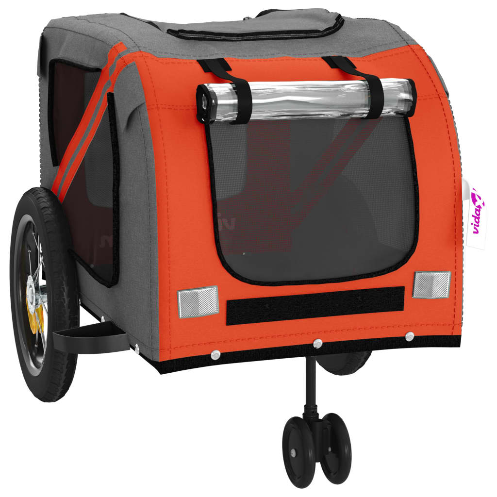 Remorque de vélo pour animaux de compagnie orange et noir