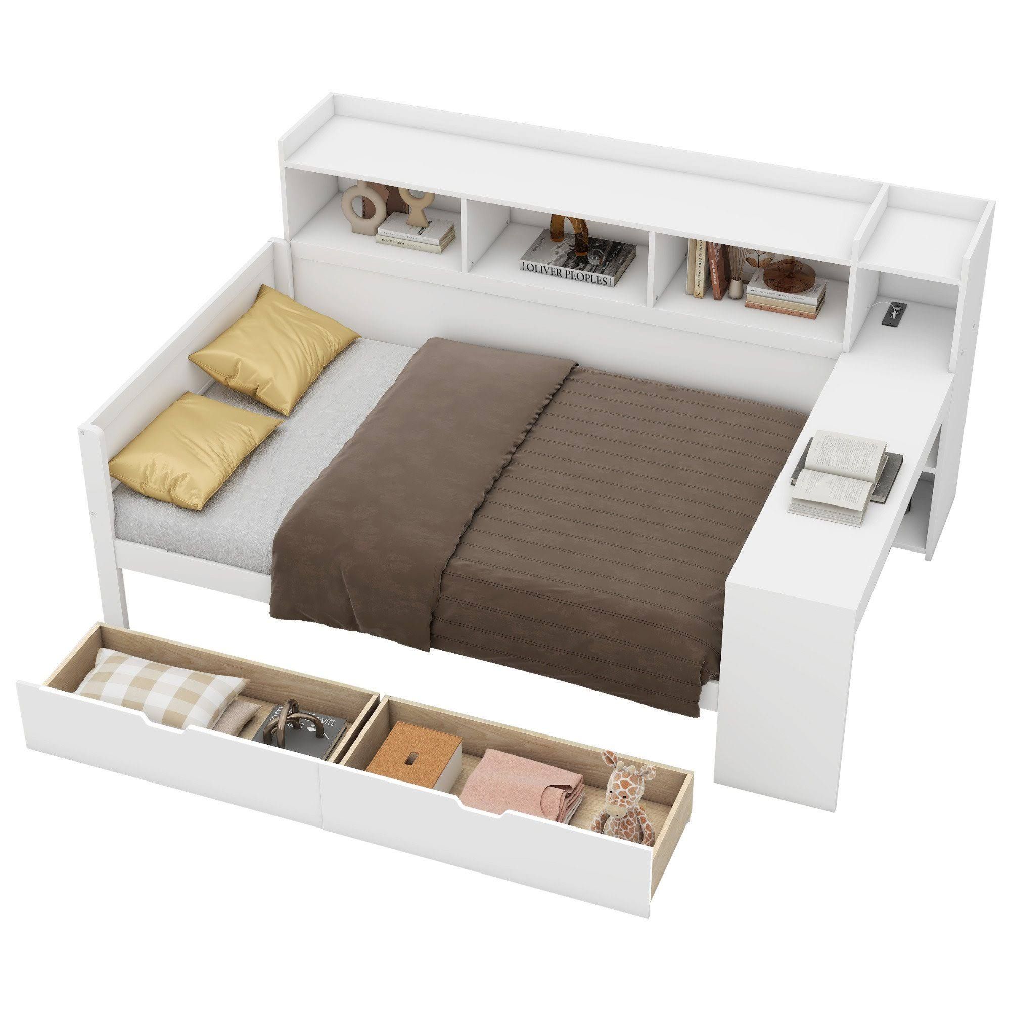 REDOM Schlafsofa Daybett,Funktionsbett,Stauraumbett Schlafsofa Tagesbett mit Schreibtisch
