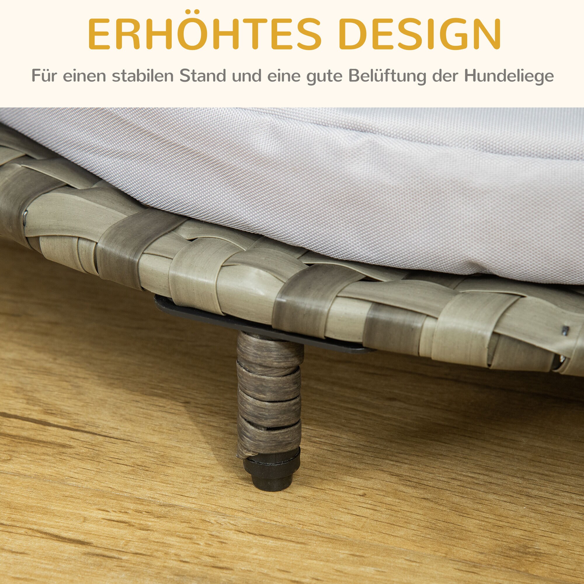 PawHut Hundesofa mit Kissen grau 75L x 75B x 20H cm